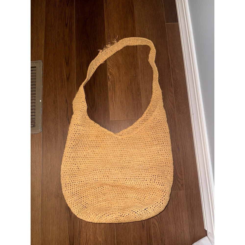 Helen Kaminski Raffia Crochet Shoulder Bag Honey Tan Boho Madagascar Bucket Tote - Picture 2 of 6